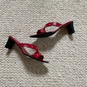 Giancarlo Paoli strappy red leather mule sandals